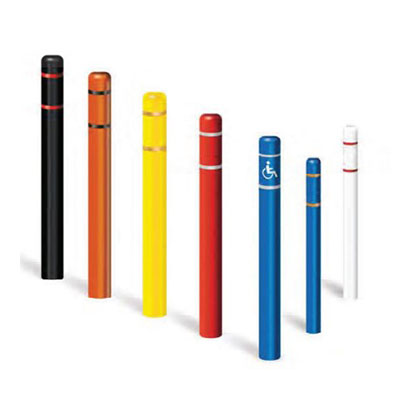 BOLLARD COVER, 7IN X 60IN, RED, WHITE TAPE